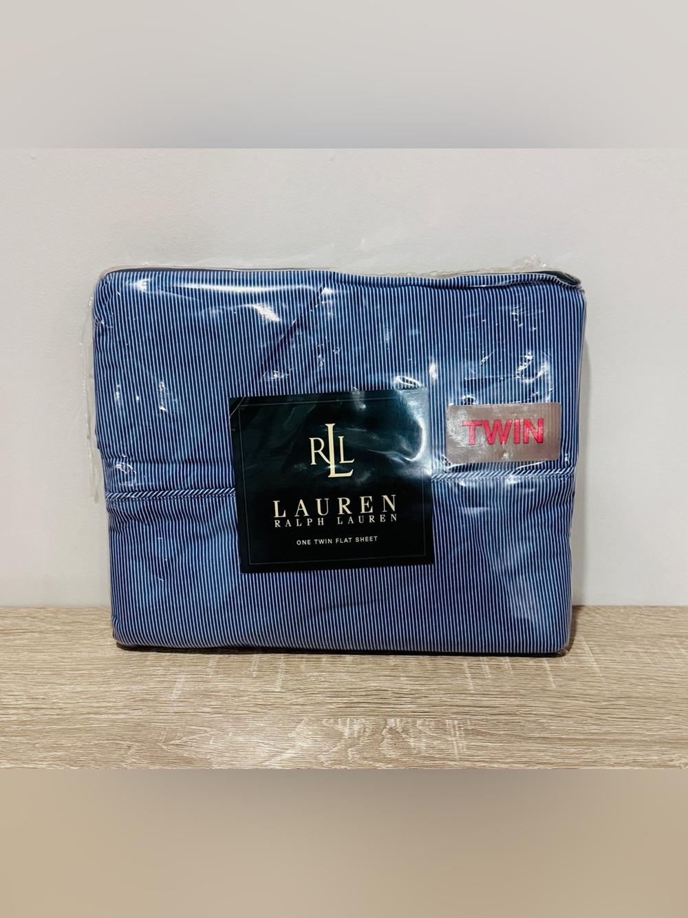 Vintage Lauren Ralph Lauren Twin Flat Sheet – "Harrow Stripe Blue"